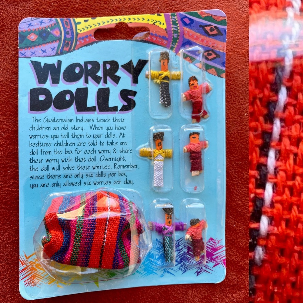 New in Package Guatemalan WORRY DOLLS and Case